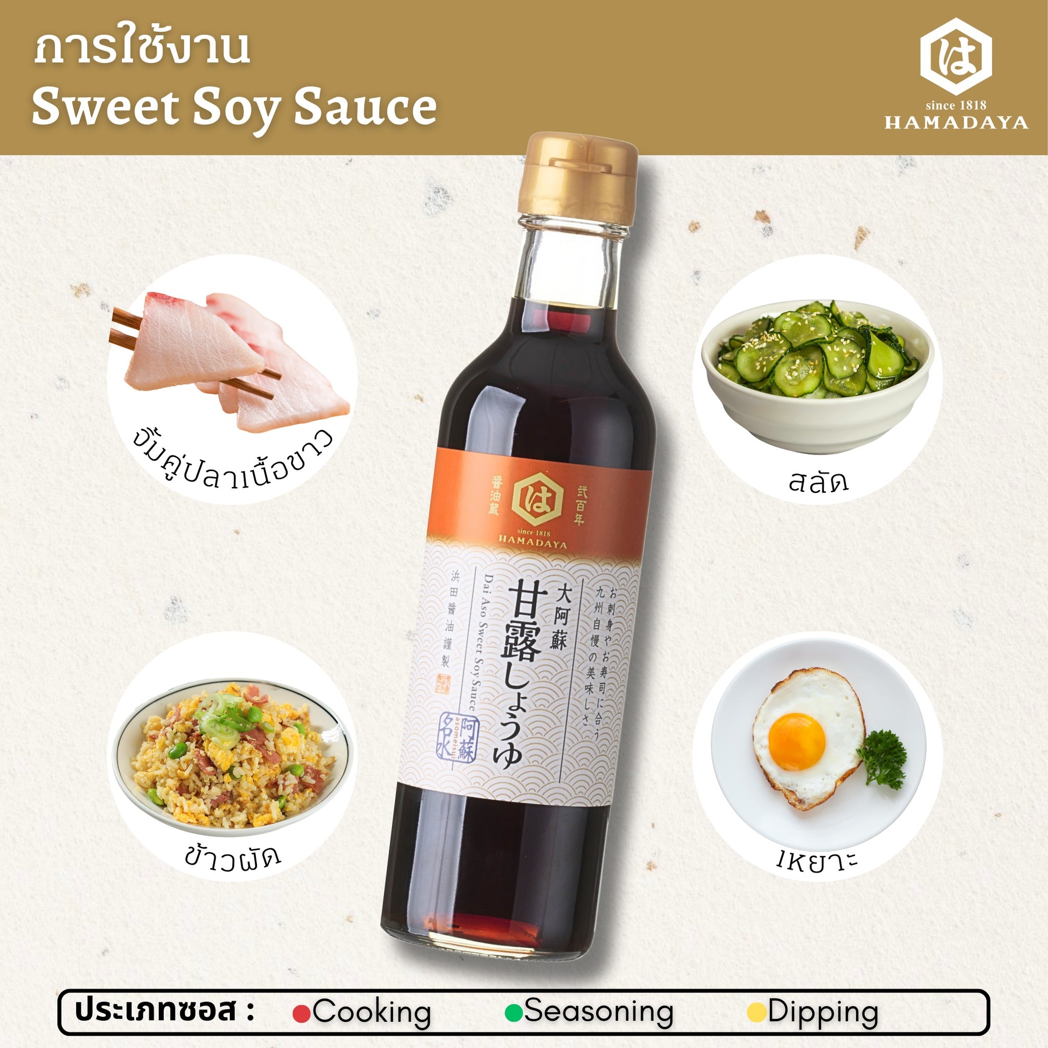 Hamada Dai Aso Sweet Soy Sauce ซอสถั่วเหลือง สูตรหวาน  ตราฮามาดะยะ  300ml.