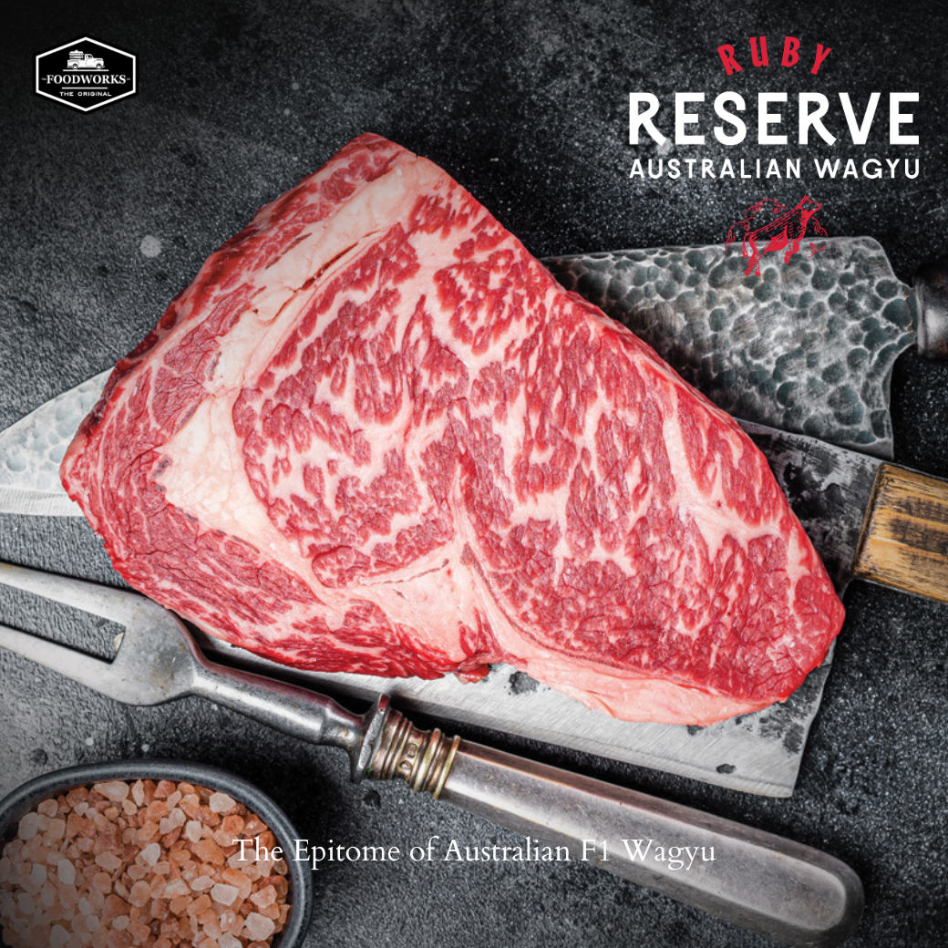 Ruby Reserve Wagyu Beef Ribeye Steak MB 6/7 เนื้อวากิวออสเตรเลีย ริปอาย MB6/7 ตัดสเต็ค