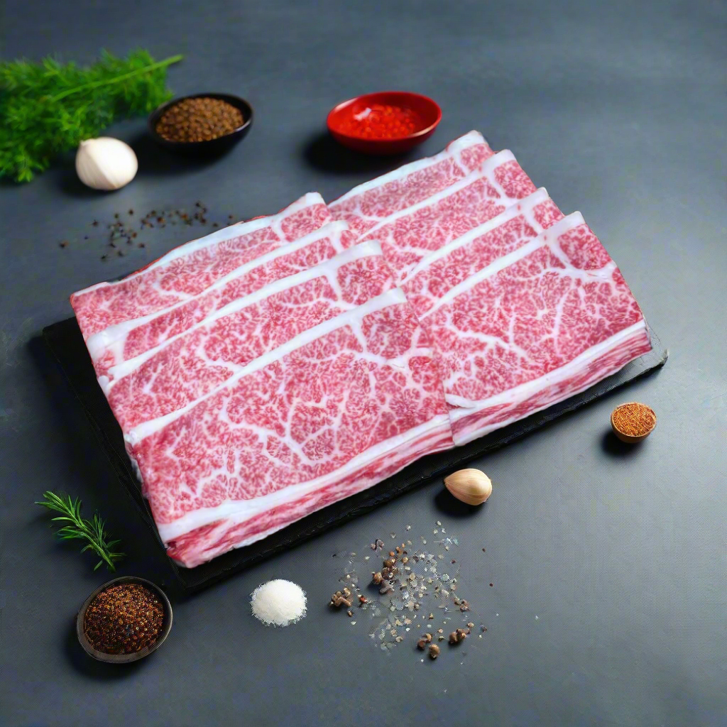 Oita Wagyu A4 Rib Kaburi Shabu Shabu เนื้อโออิตะวากิว ริป คาบูริ A4 ชาบู ชาบู 200g/pack