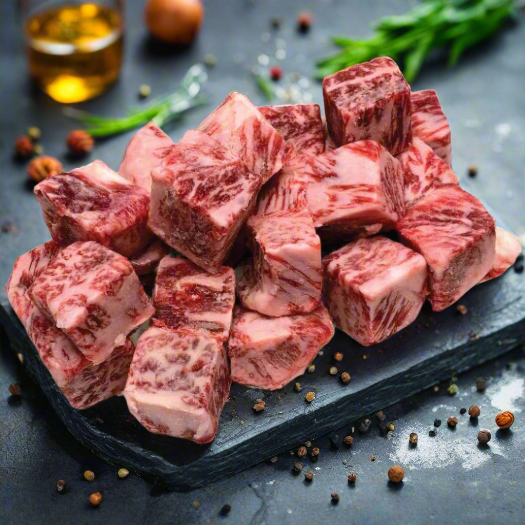 Japanese Wagyu A4 Cube (Saikoro Steak サイコロステーキ) เนื้อวากิวญี่ปุ่น  A4 ตัดเต๋า ซาอิโคโระ สเต็ค 250g/pack