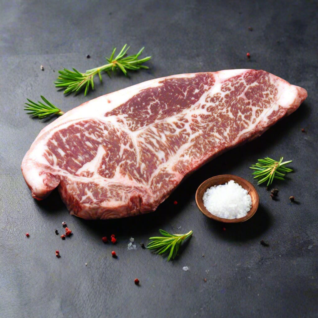 Kagoshima Wagyu A4 Striploin-End Steak (Portion Cut) คาโกชิมาวากิว สตริปลอยน์ A4 ส่วนท้าย ตัดสเต็ค