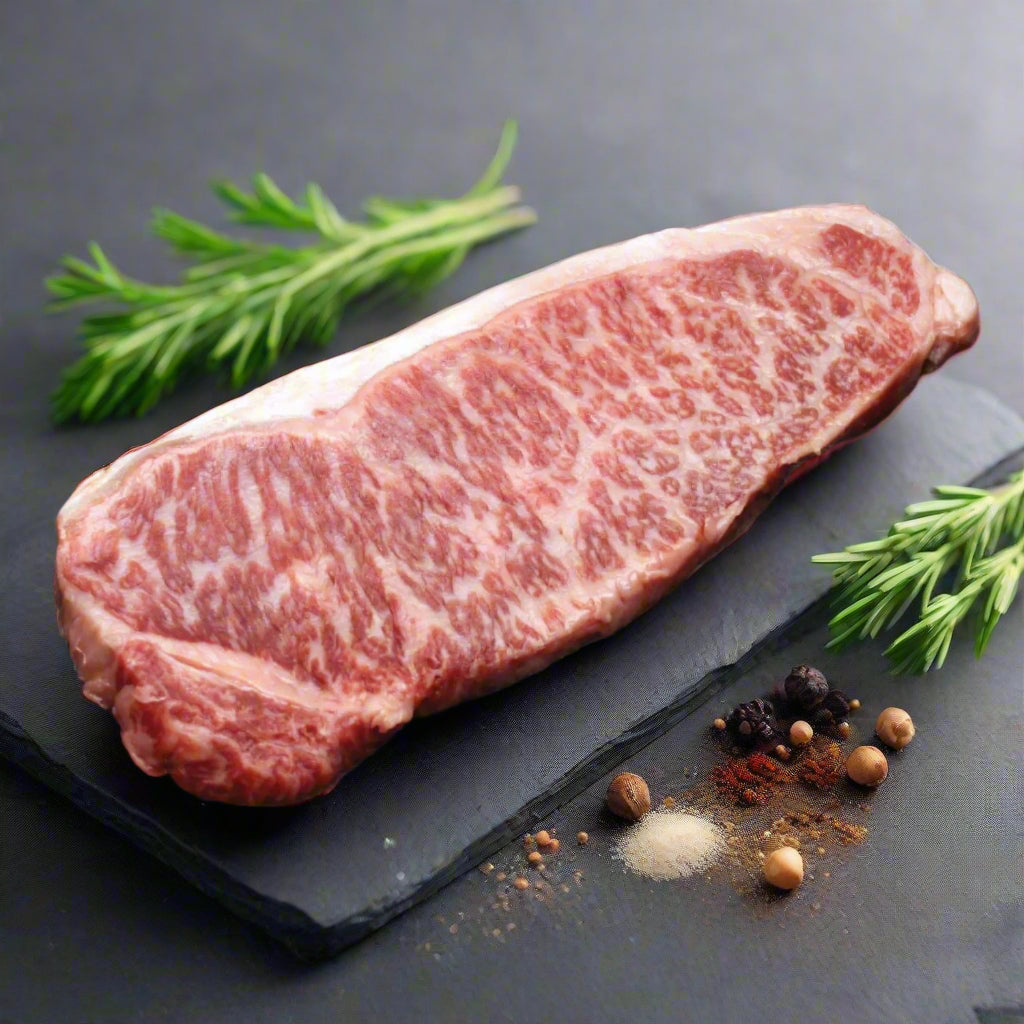 Kagoshima Wagyu A4 Striploin Steak (Portion Cut) เนื้อคาโกชิมาวากิว สตริปลอยน์ A4 ตัดสเต็ค