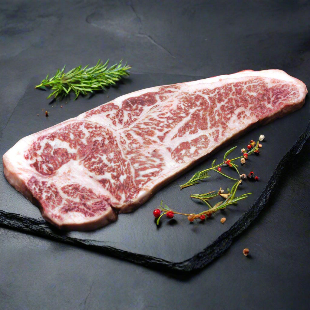 Kagoshima Wagyu A5 Striploin-End Steak (Portion Cut) เนื้อคาโกชิมาวากิว สตริปลอยน์ A5 ส่วนท้าย สเต็ค