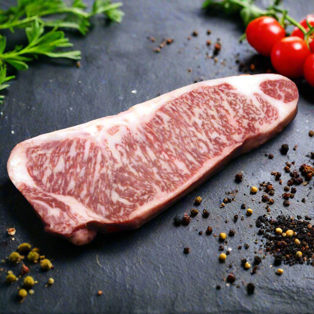 Kagoshima Wagyu A5 Striploin Steak (Portion Cut) เนื้อคาโกชิมาวากิว สตริปลอยน์ A5 ตัดสเต็ค